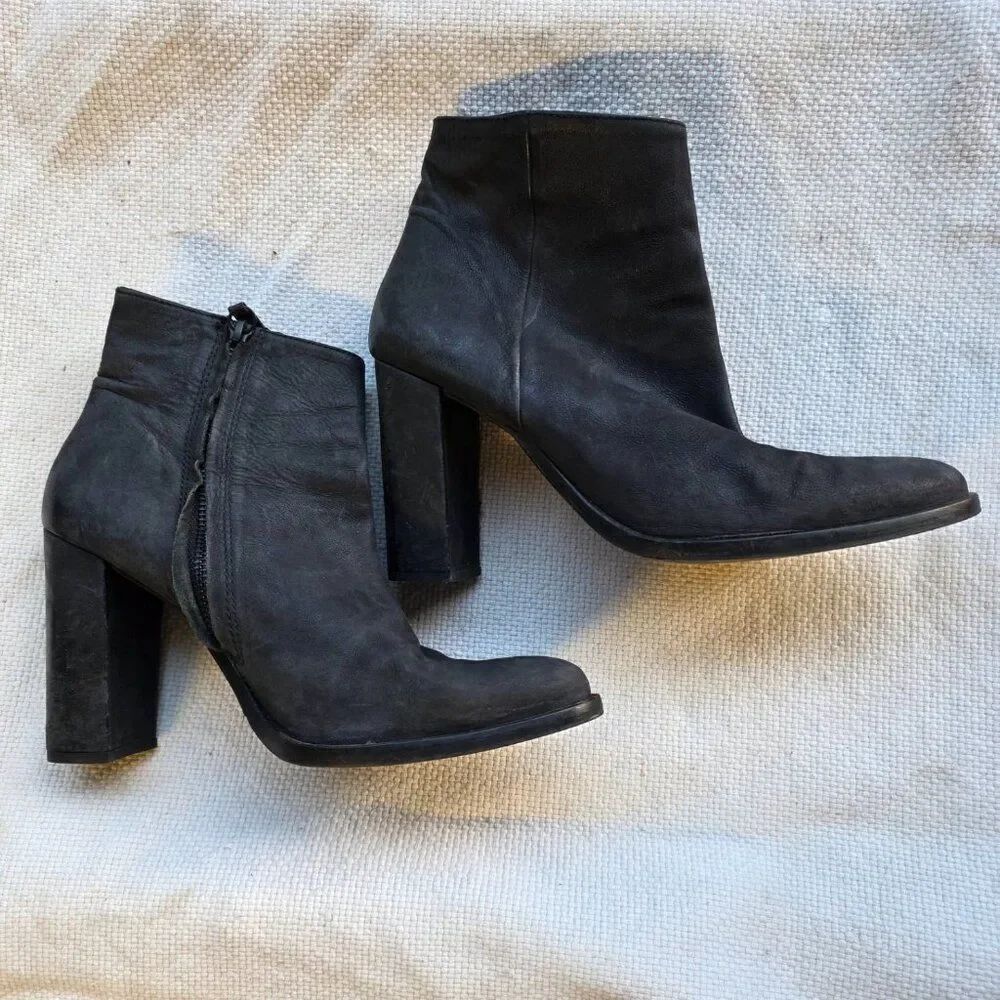 Freda Salvador black pebbled leather ankle boots